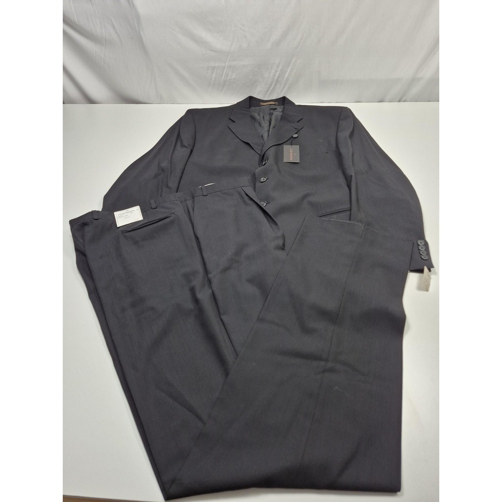 Carlo Mandrone Suit Mens 50 Long Black Wool Super 120s 2 Piece 44x36 Canada NWT